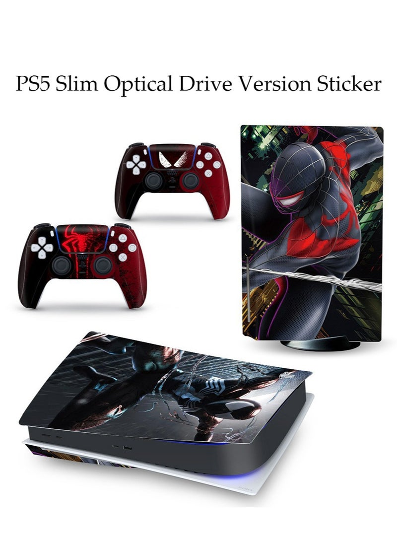 IINE PS5 Slim Optical Drive Version Sticker, Sony PS5 Slim Console Controller Skins Set, Skin Wrap Decal Sticker PS5 Slim Optical Drive Version, Protective Film Sticker for Spider-Man, Vinyl Cover Sticker - Image 1